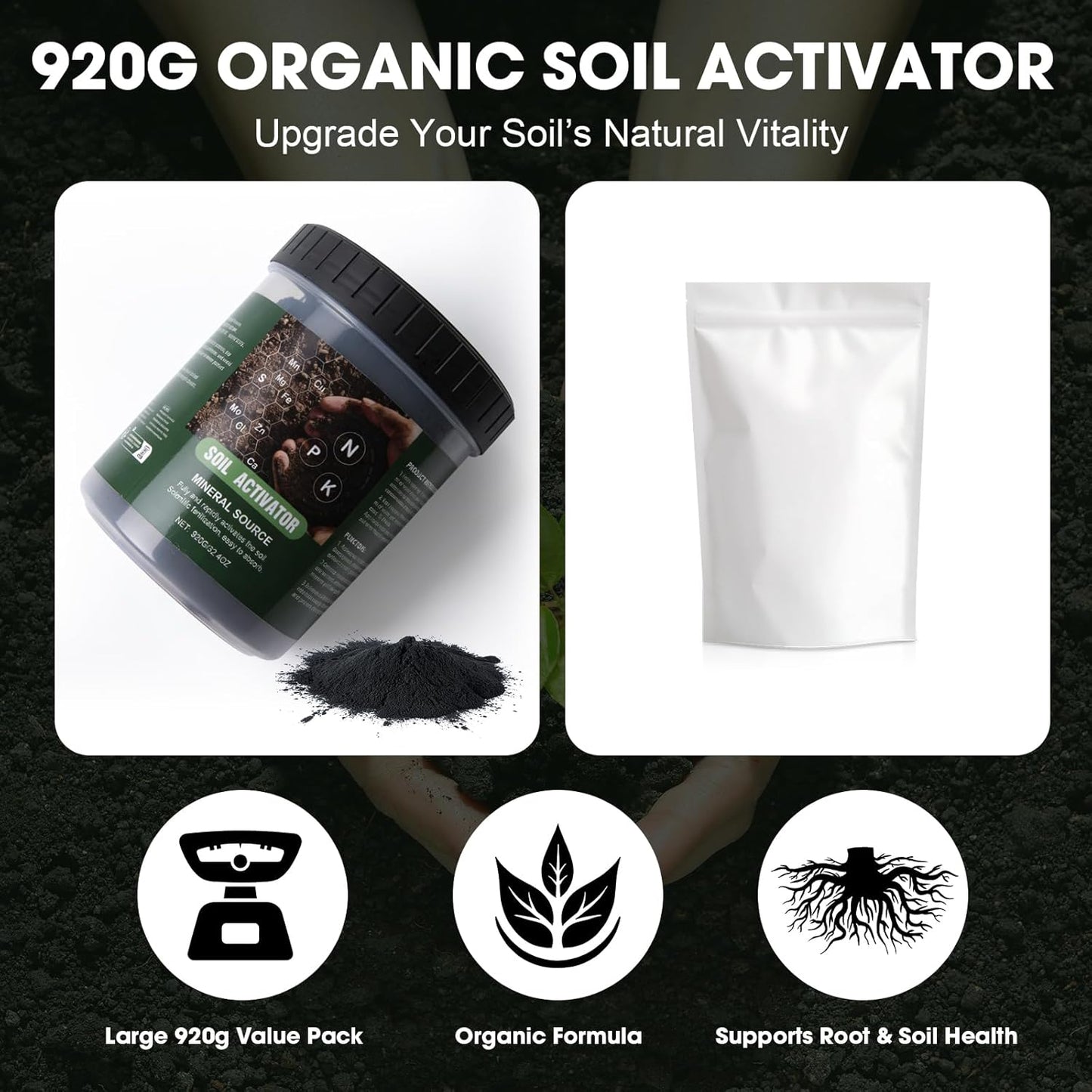 Skiennix Soil Activator - Organic Plant Fertilizer for Garden Beds | 32.4 oz (920g) Root Growth Booster