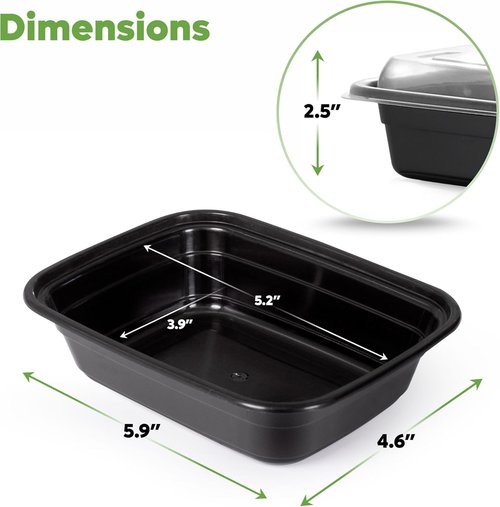 GUSTO Meal Prep Containers - 12 oz | 50 Count, Reusable & Microwave Safe, BPA-Free Food Storage Boxes