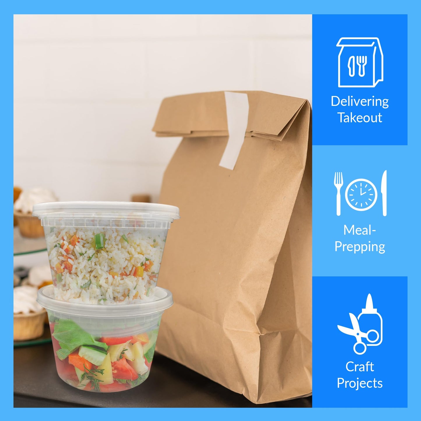 Reli. Deli Containers with Lids (25 Sets) 16 oz Plastic Containers with Lids | To Go, Meal Prep, Food Storage | BPA Free Plastic & Disposable | Microwave, Dishwasher, Freezer Safe