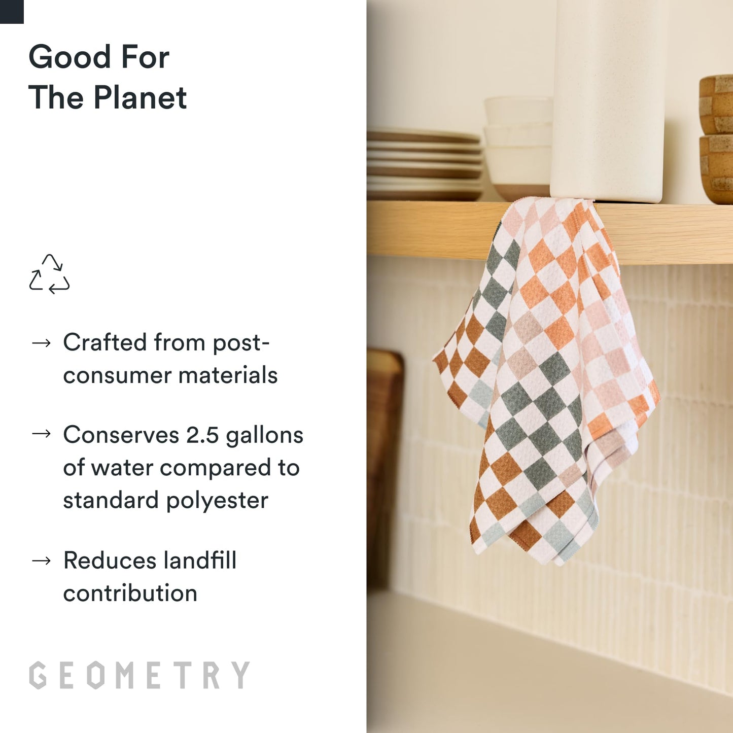 GEOMETRY Kitchen Dish Cloths - Quick Dry Dishcloths for Kitchen - Premium Dish Rags with Geoweave - 3-Pack Set Autumn Checkers