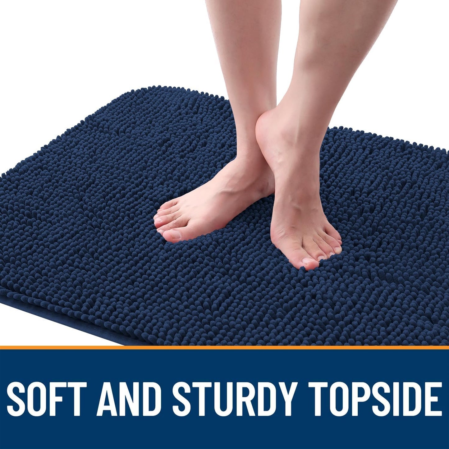 OLANLY Dog Door Mat - Absorbent Non-Slip Washable Doormat for Muddy Paws | 47x20 Dark Blue