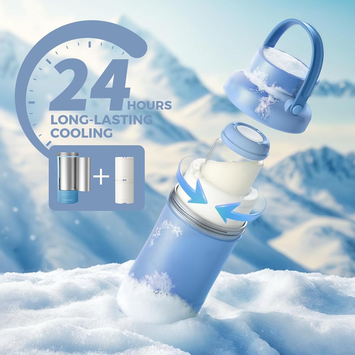 Momcozy 22oz Portable Breast Milk Cooler - 360° Cooling for 24 Hours | Includes 2 Baby Bottles