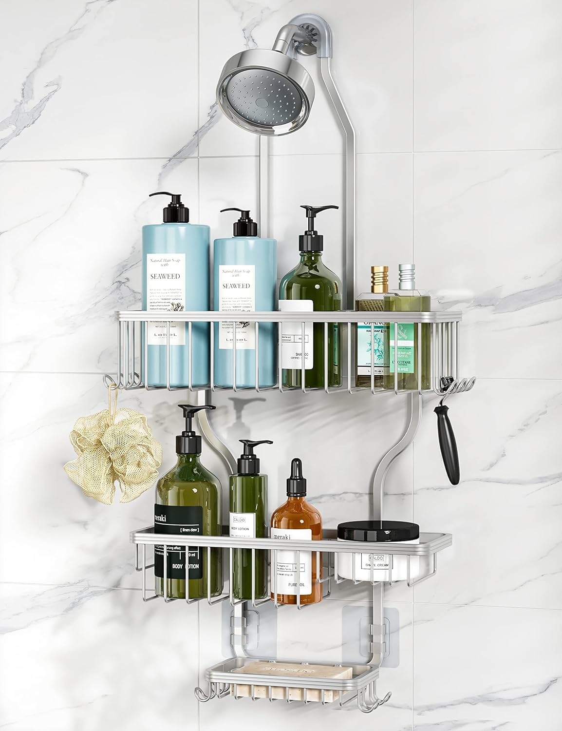 YASONIC Hanging Shower Caddy - Space-Saving Corner Organizer for Bathroom | Durable Design