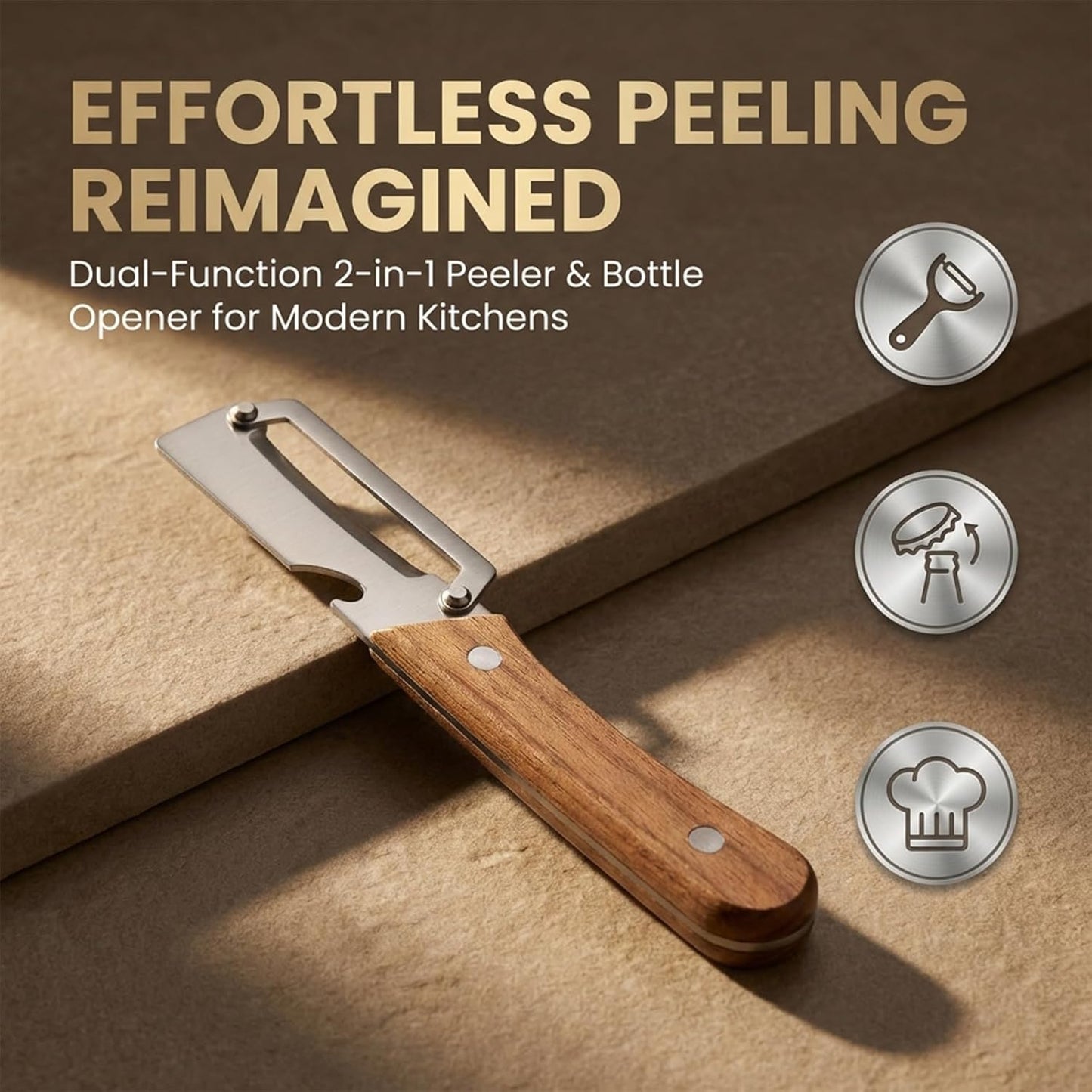 Skiennix 2-in-1 Vegetable Peeler - Stainless Steel Kitchen Tool with Wooden Handle | 2-Piece Set