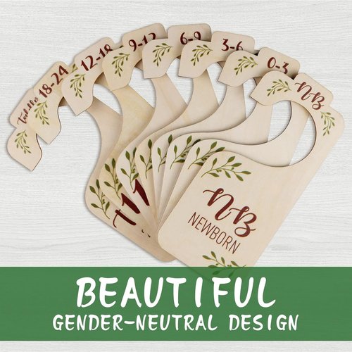 Baby Closet Dividers | 8 PCS Adorable Wooden Double-Sided Size Hangers for Newborn to Toddler