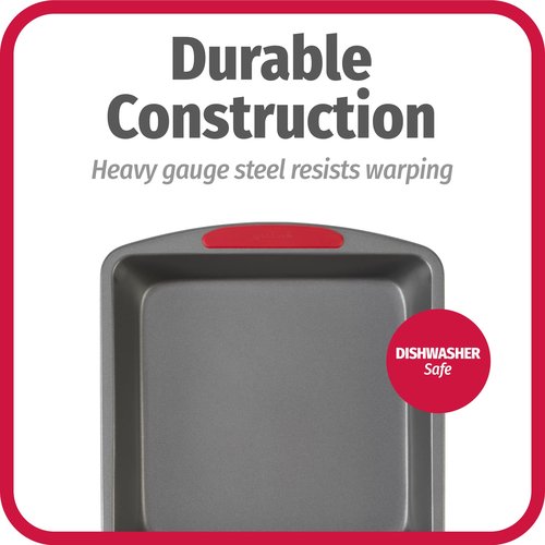 GoodCook MegaGrip Baking Pan with Silicone Grip Handles Square Non-Stick Heavy-Gauge Steel Cake Pan Baking Dish for Brownies Bread Cake Baked Goods & More, Dishwasher Safe, 8x8-Inch,