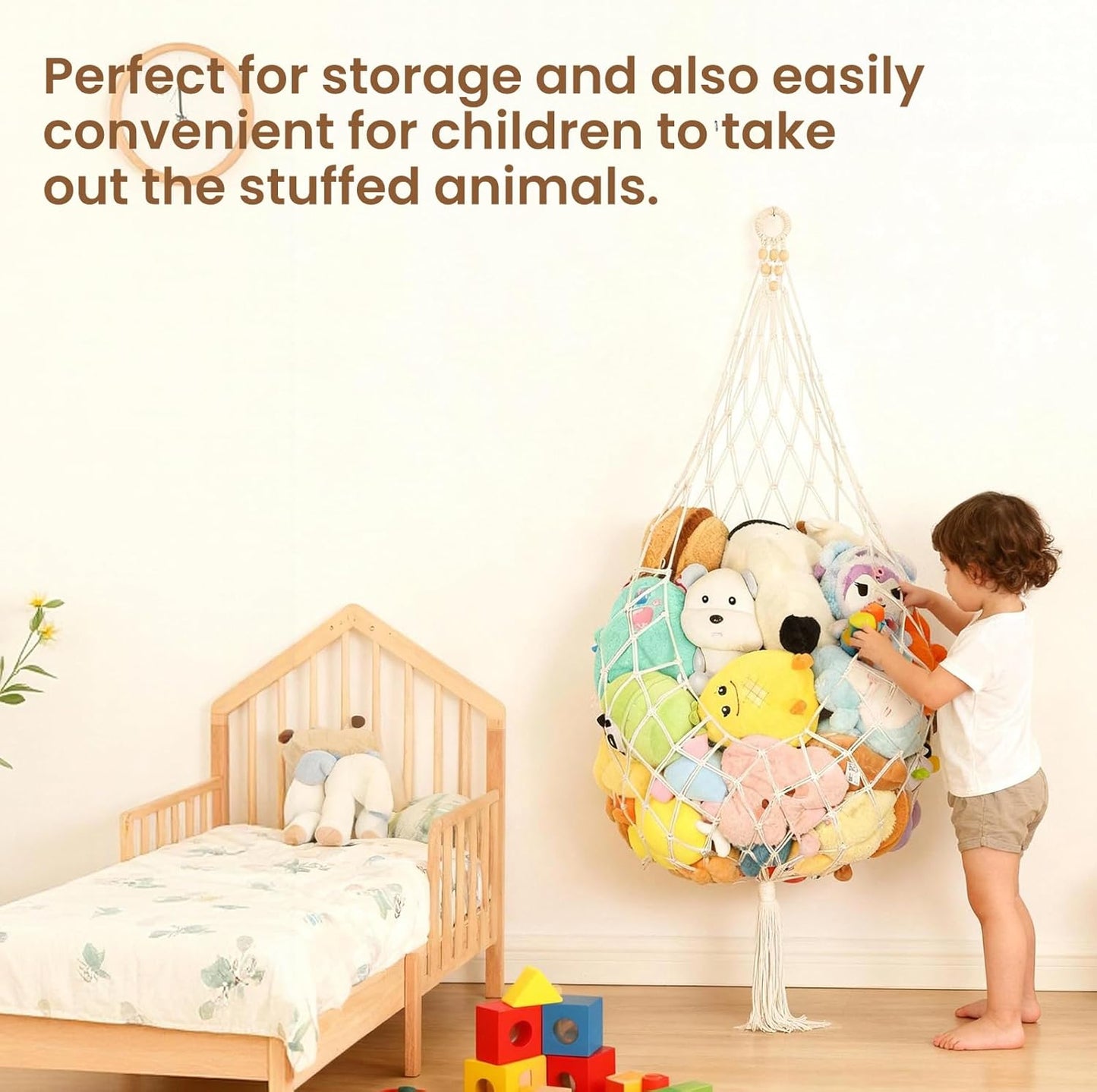 Skiennix Stuffed Animal Storage Hammock - Large Plushie Net Organizer for Kids' Room Decor | Corner Wall Holder