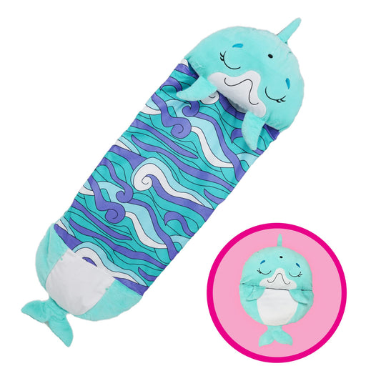 Happy Nappers Pillow & Sleepy Sack Large Dolphin Comfy, Cozy, Compact, Super Soft, Warm, All Season, Sleeping Bag with Pillow