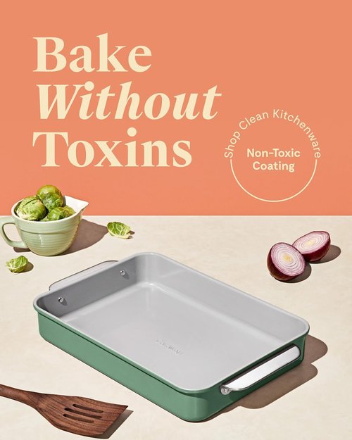 Caraway Non-Stick Ceramic Rectangle Pan Duo | 9”x13” - Naturally Slick & Non-Toxic - Ideal for Brownies, Lasagnas, Gray