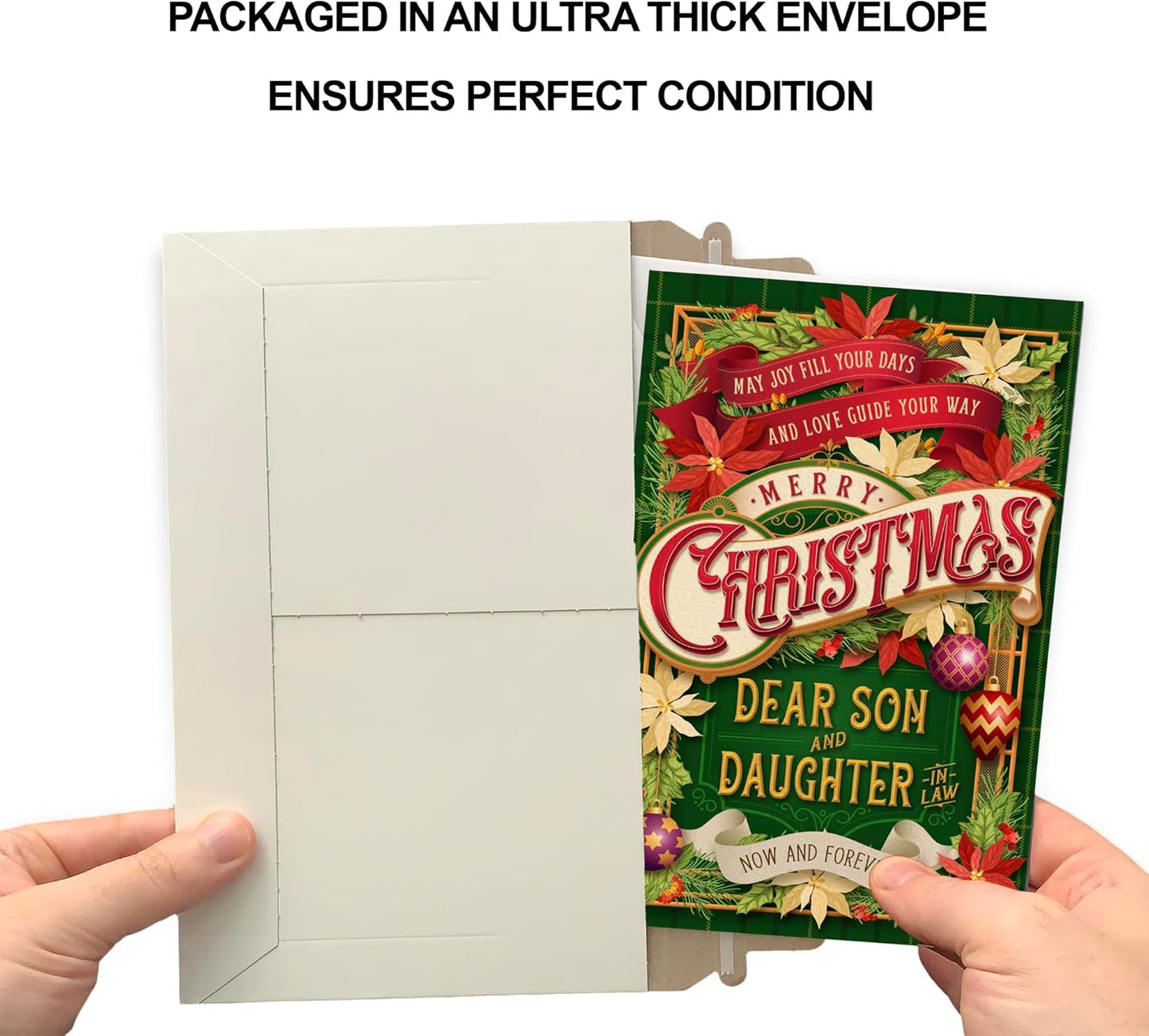 Prime Greetings Christmas Card for Son and Daughter-In-Law | Eco-Friendly Thick Card Stock, 5in x 7.75in