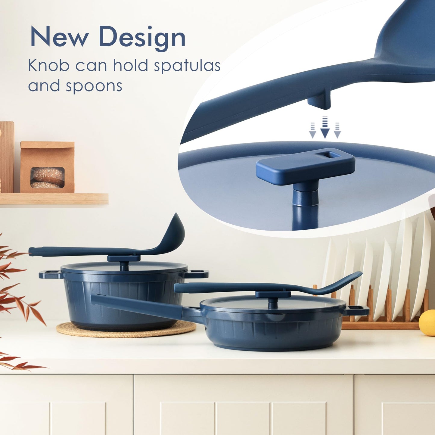 SENSARTE Ceramic Cookware Set Non-toxic 14 Pcs, Nonstick Pots and Pans Set, Dishwasher Safe Induction Cookware, Healthy Kitchen Cooking Set w/Die-cast Lids, PFOA/PFAS/PTFE Free