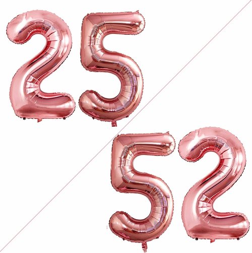 GOER Jumbo 25 Balloons - 42 Inch Rose Gold Foil for 25th & 52nd Birthday Party Decorations