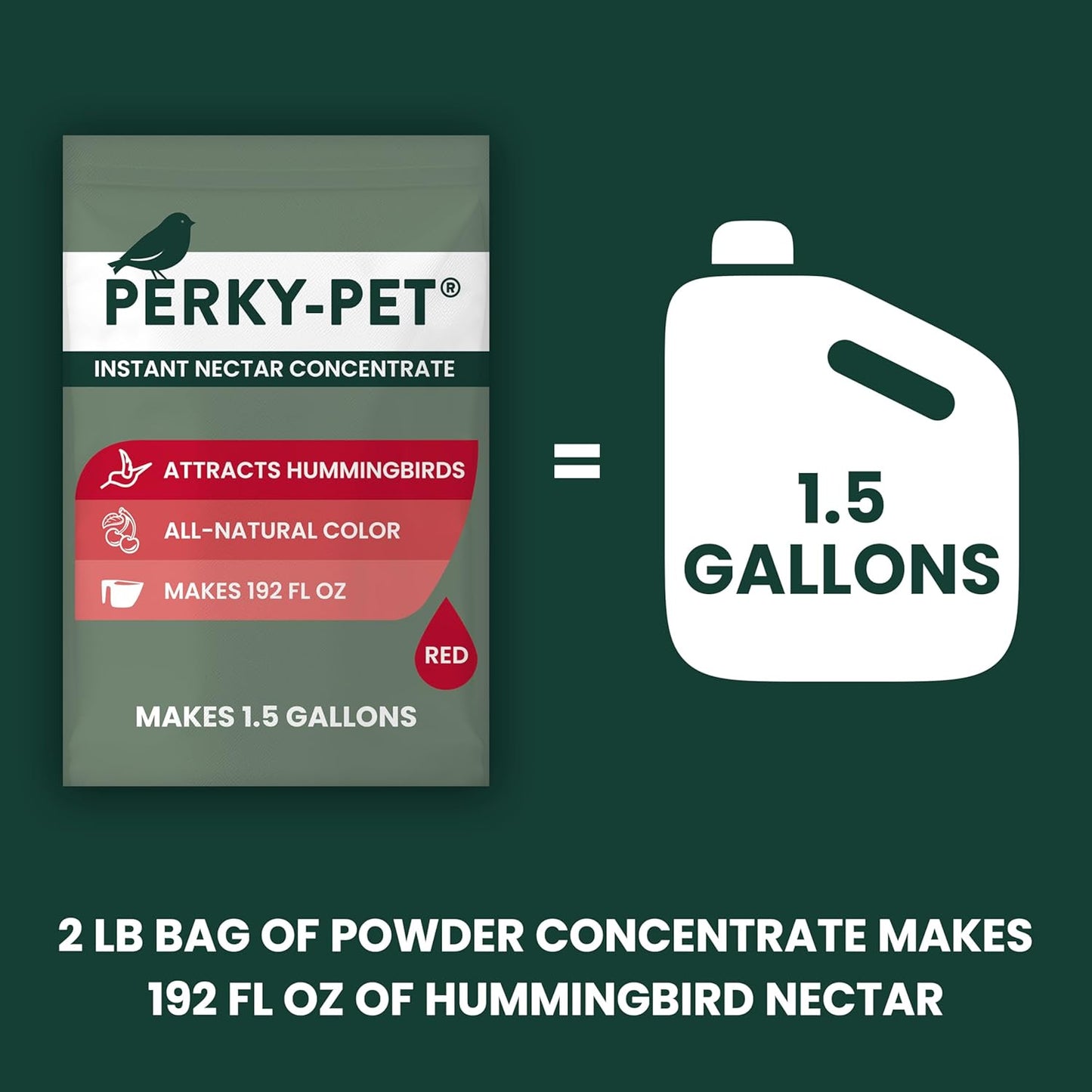 Perky-Pet Hummingbird Nectar Powder Concentrate - 2 lb Bag | Makes 192 oz of Liquid Food - 100% Sucrose