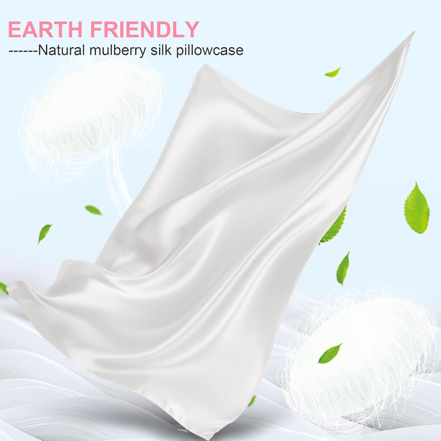 Skiennix Mulberry Silk Pillowcases - 2 Pack Standard Size, Hidden Zipper for Hair & Skin, Ivory