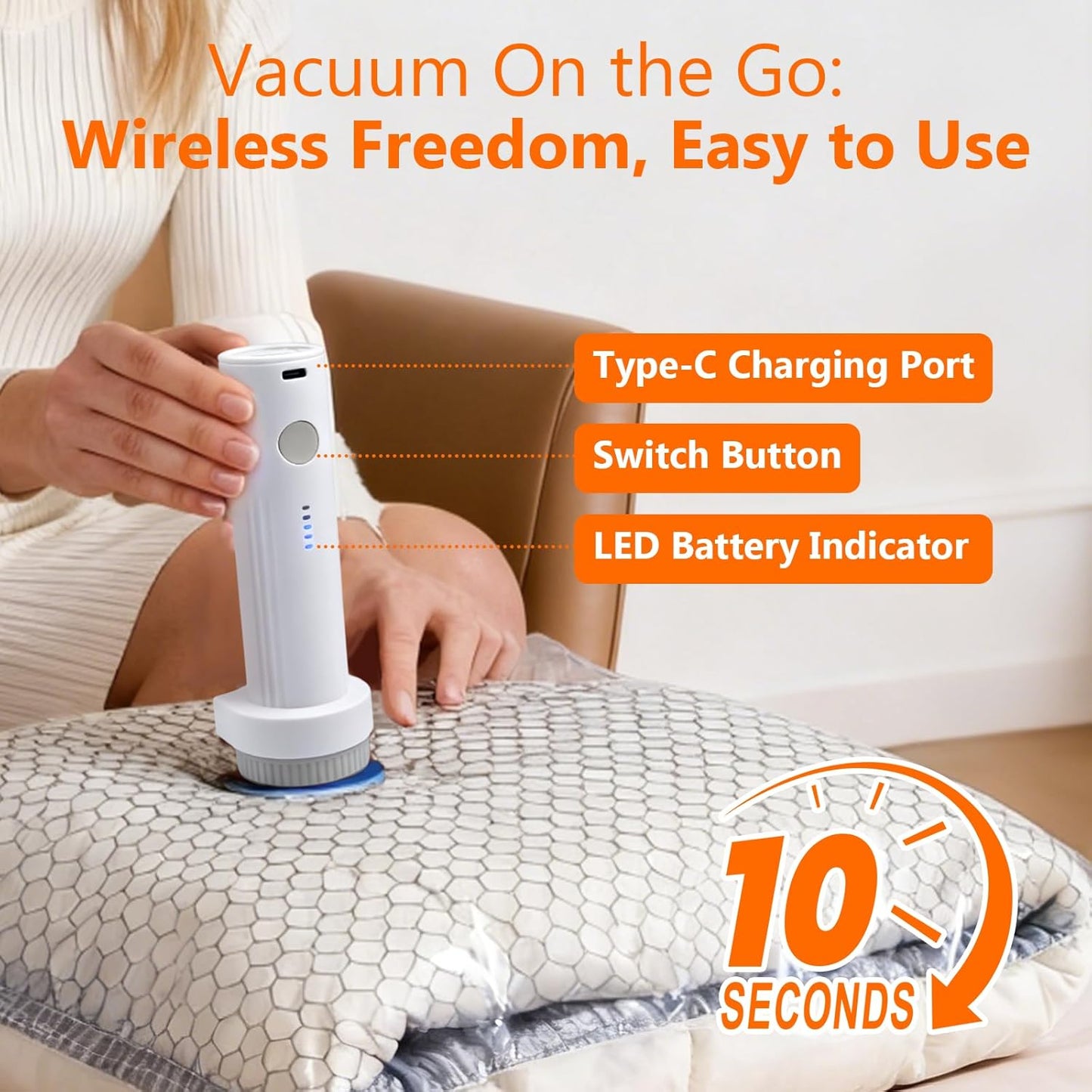 Skiennix Travel Vacuum Storage Bags - 15 Pack with USB Electric Pump | Space Saver for Clothes & Luggage