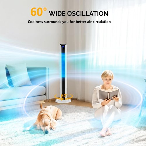Bonnlo 42" Smart Tower Fan - Quiet Oscillating Floor Fan with APP & Remote Control, 3 Modes, 3 Speeds, 12H Timer