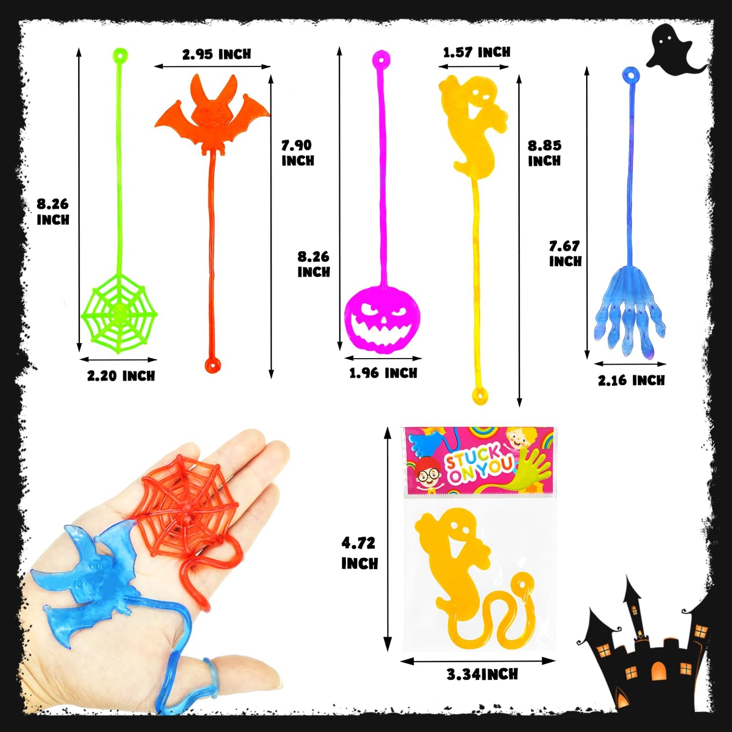 Halloween Treat Non Candy for Kids 28 PCS, Sticky Hands Toys Gifts Prizes for Toddlers, Halloween Goody Bag Bucket Pinata Stuffer Fillers,Birthday Preschool Party Favor Supplies Trinket for Boys Girls