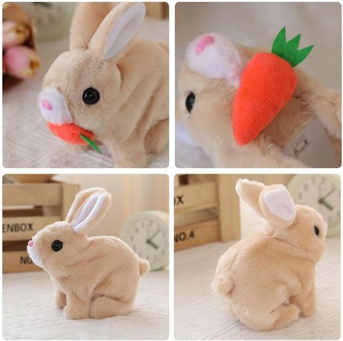 Interactive Easter Bunny Toy - Hopping Plush Rabbit with Sounds & Movements | White