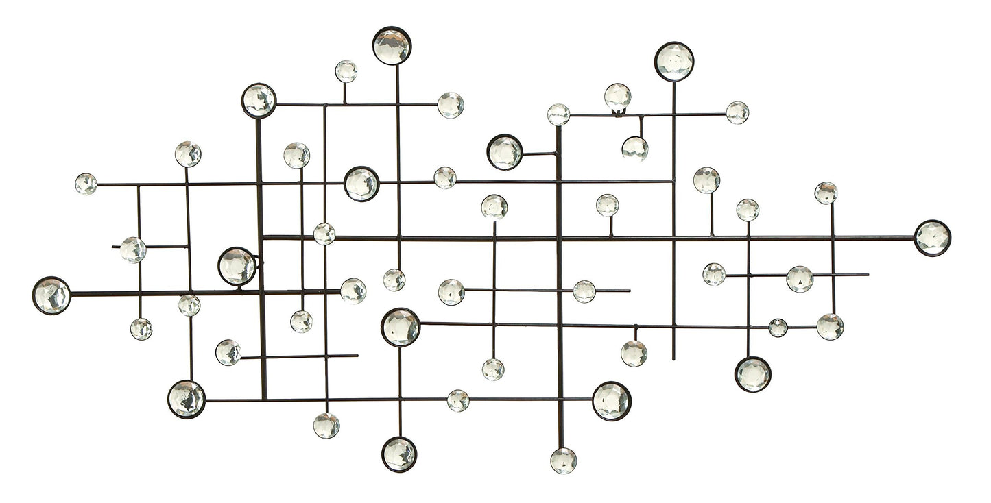 Deco 79 Metal Abstract Home Wall Decor Wall Sculpture with Crystal Embellishments, Wall Art 20" x 1" x 42", Silver