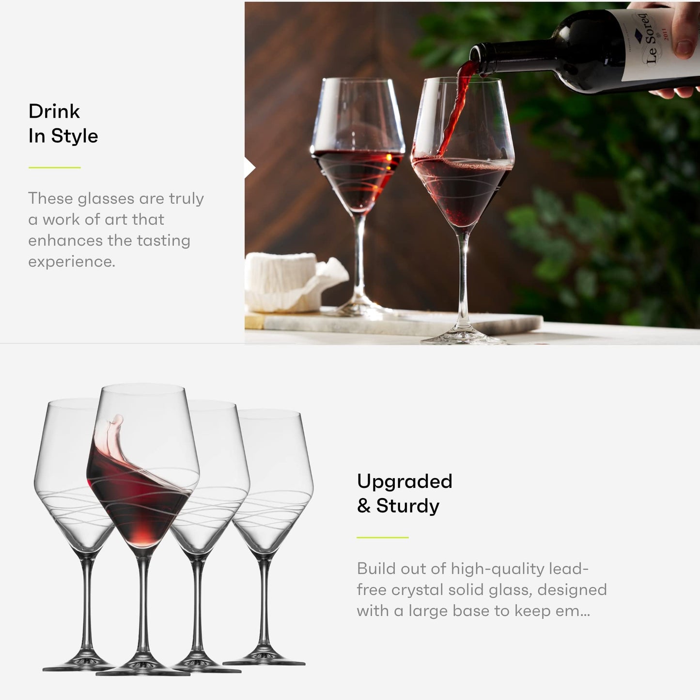 MITBAK Red Wine Glasses Set Of 4 | Chic Long Stem 20 Ounce Wine Glass Set Made From Crystal Clear Glass | Great Wine Gift For Wedding, Anniversary, Christmas, Birthday | Made In Europe