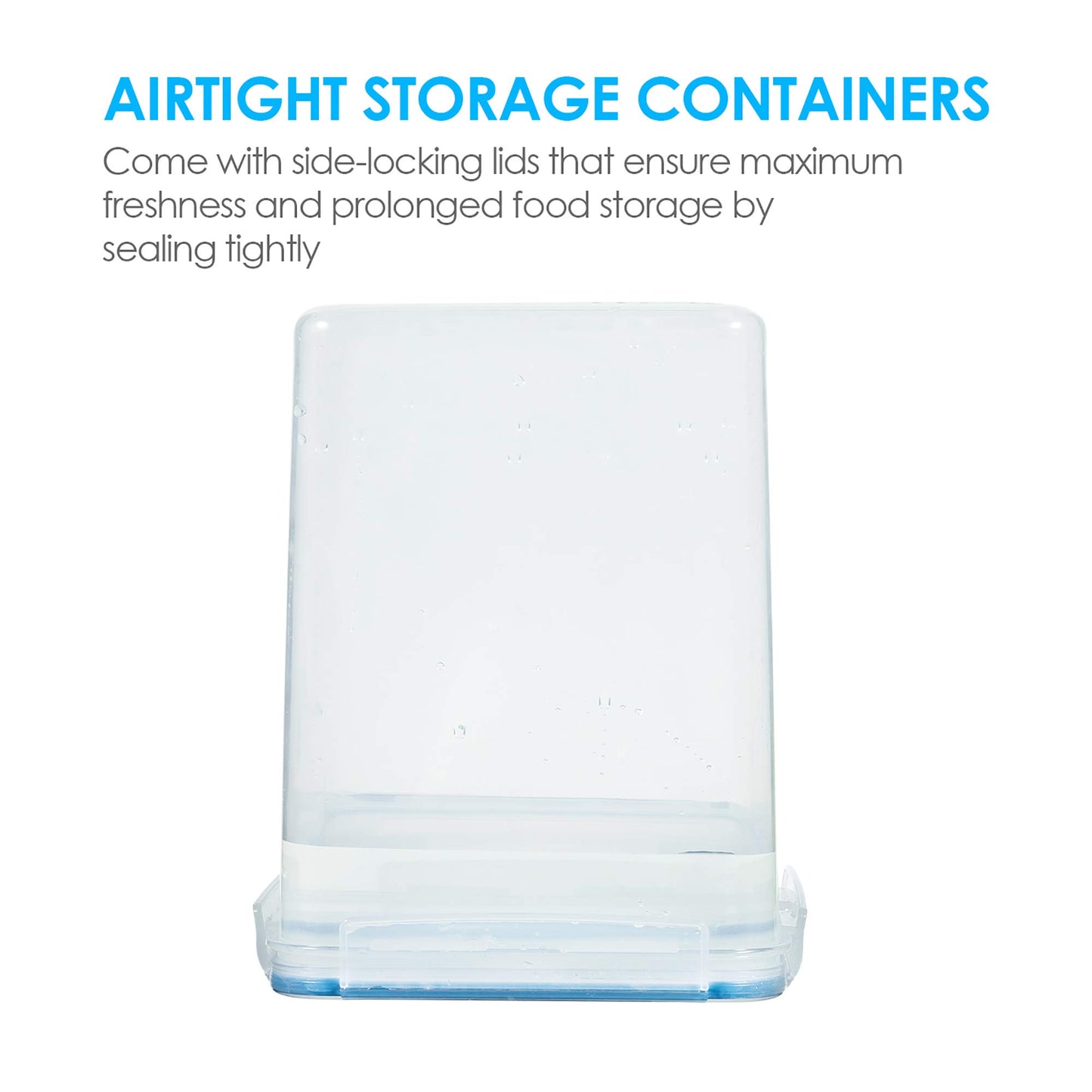 Vtopmart Large Food Storage Containers 5.2L / 175oz, 4 Pieces BPA Free Plastic Airtight Canisters for Flour, Sugar, Baking Supplies, Rice with Lids, 4 Measuring Cups and 24 Labels, Blue