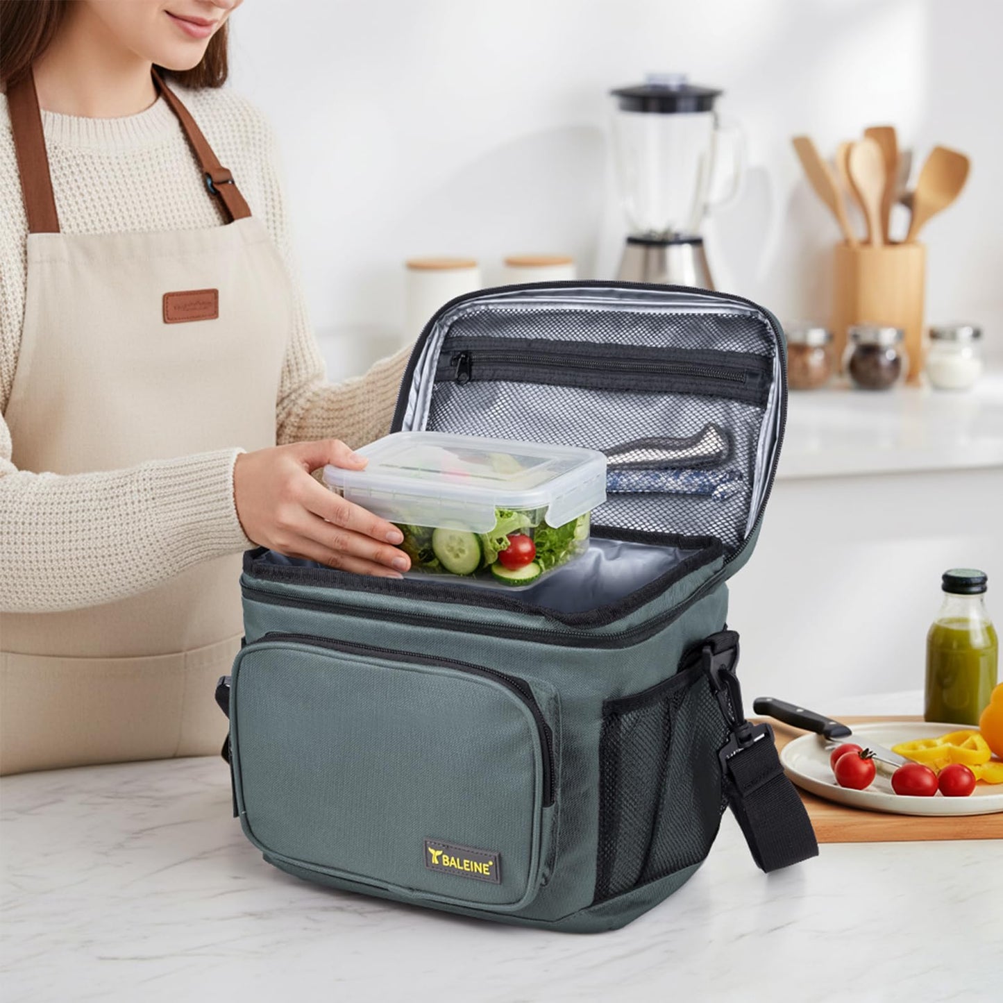 BALEINE Insulated Lunch Bag for Men Women, 22 Can Leakproof Cooler Bag with Adjustable Shoulder Strap for Work Picnic, Lunch Box for Women Men (Large, Blue)