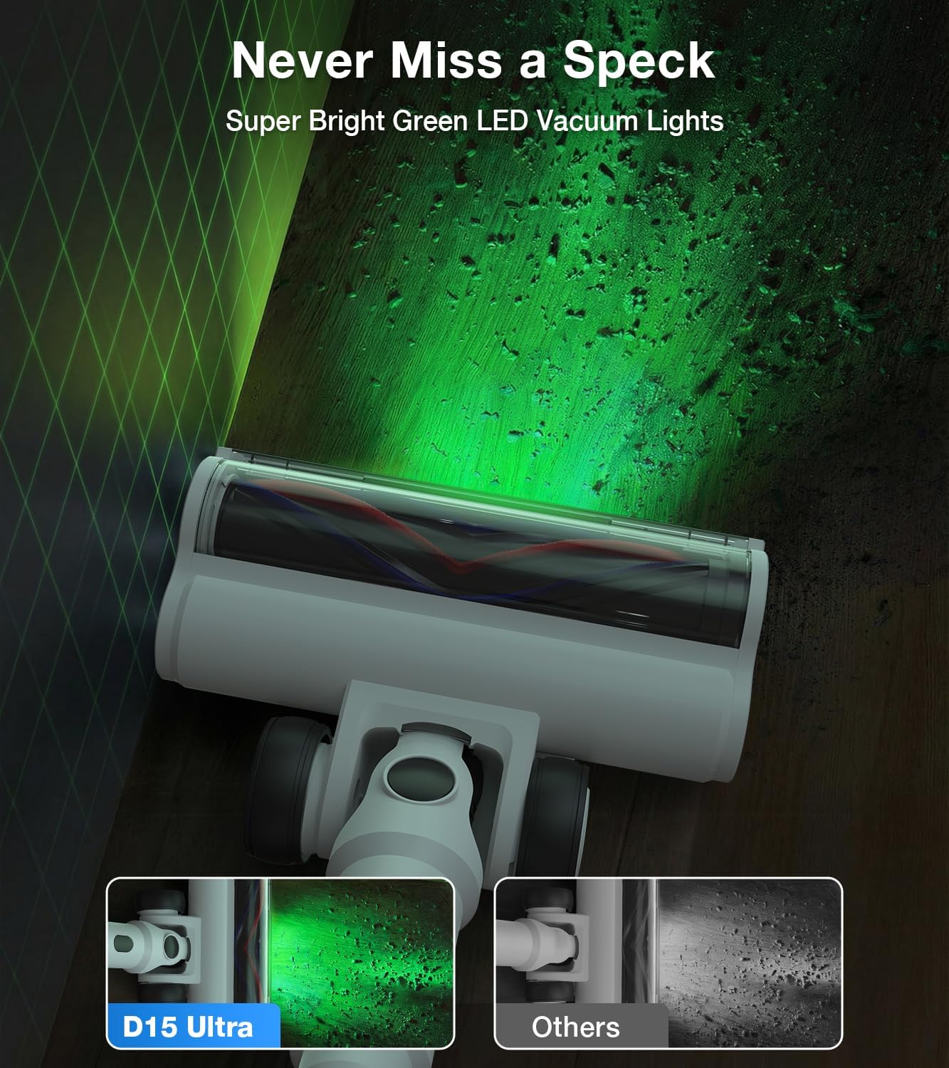 Skiennix Cordless Vacuum Cleaner - 15-in-1 Self-Standing Design with LED Light & Anti-Tangle | 55 Mins Runtime for Hard Floors & Carpets