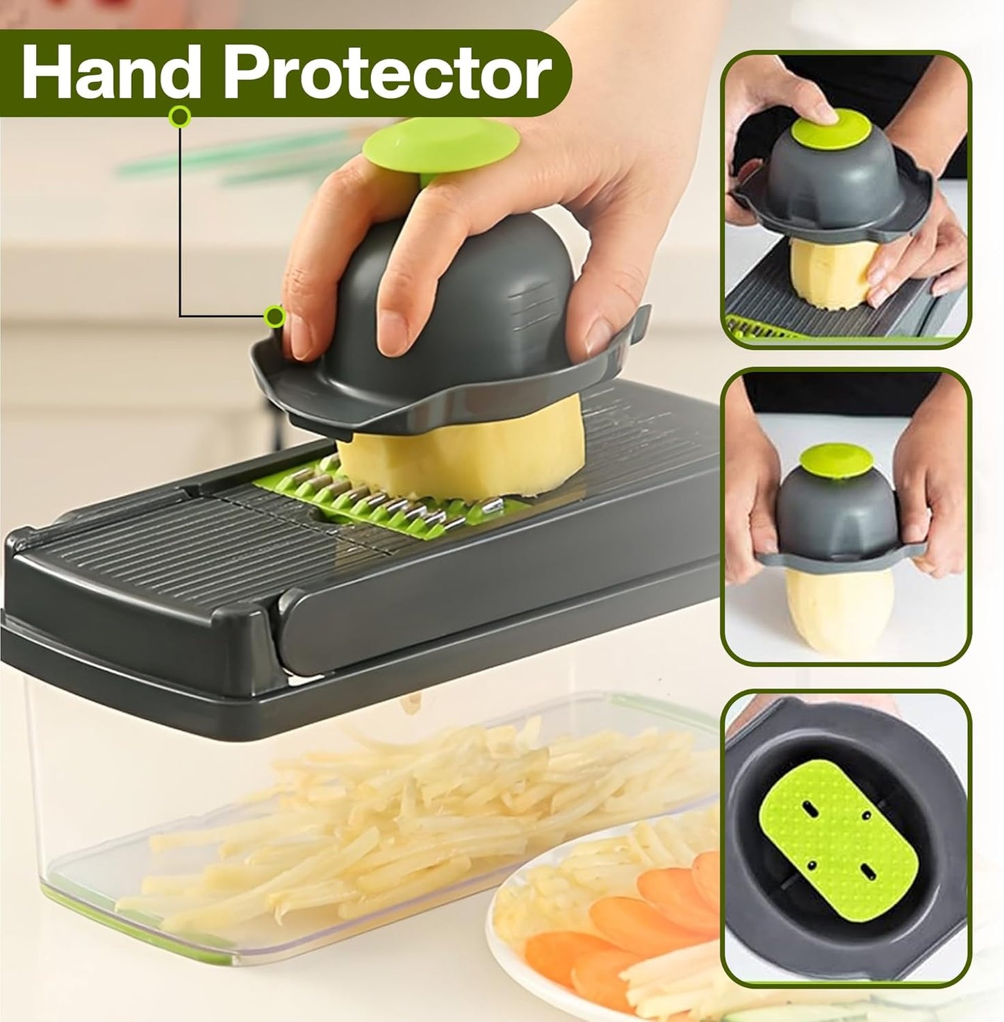 Vegetable Chopper - Skiennix 16-in-1 Food Slicer with 8 Stainless Steel Blades & Storage Container
