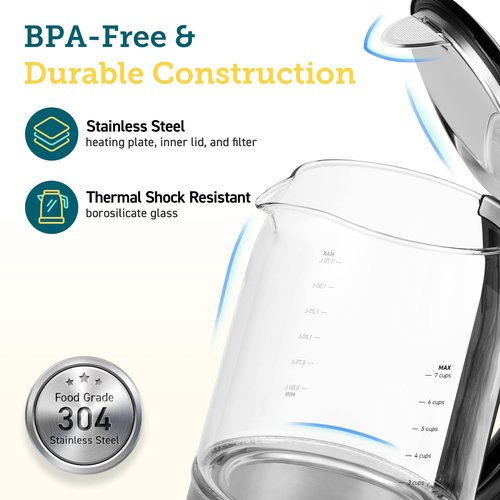 COSORI Electric Kettle Temperature Control with 6 Presets, 60min Keep Warm 1.7L Electric Tea Kettle & Hot Water Boiler, 304 Stainless Steel Filter, Auto-Off & Boil-Dry Protection, BPA Free, Black