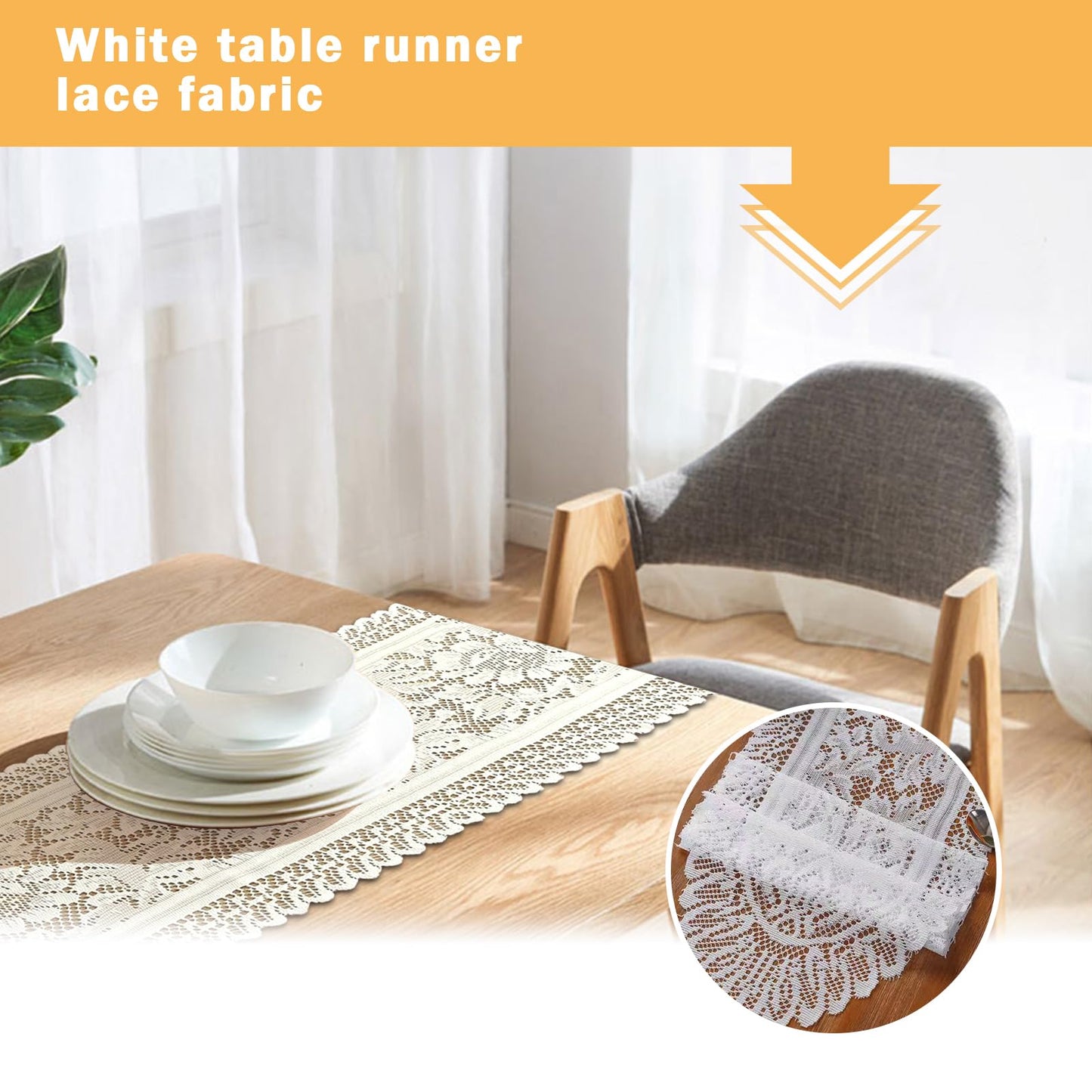 PCMURSAL 4 Pack Cotton Crochet Lace Rectangular Table Runner Dresser Scarf Doilies, 13'' X 44'' White Cotton Dresser Scarf Table Runner for Bedroom Furniture, Home Decor
