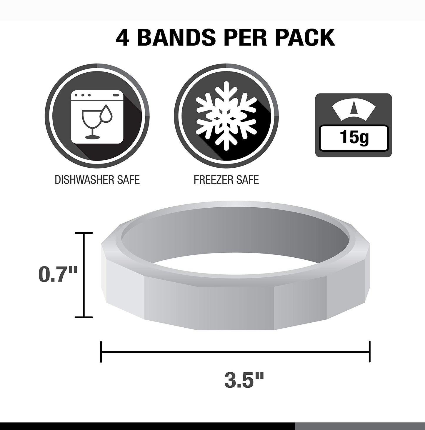 Masontops Tough Band - Wide Mouth Mason Jar Screw Bands - Quality Plastic Replacement Ring Seals & Jar Covers