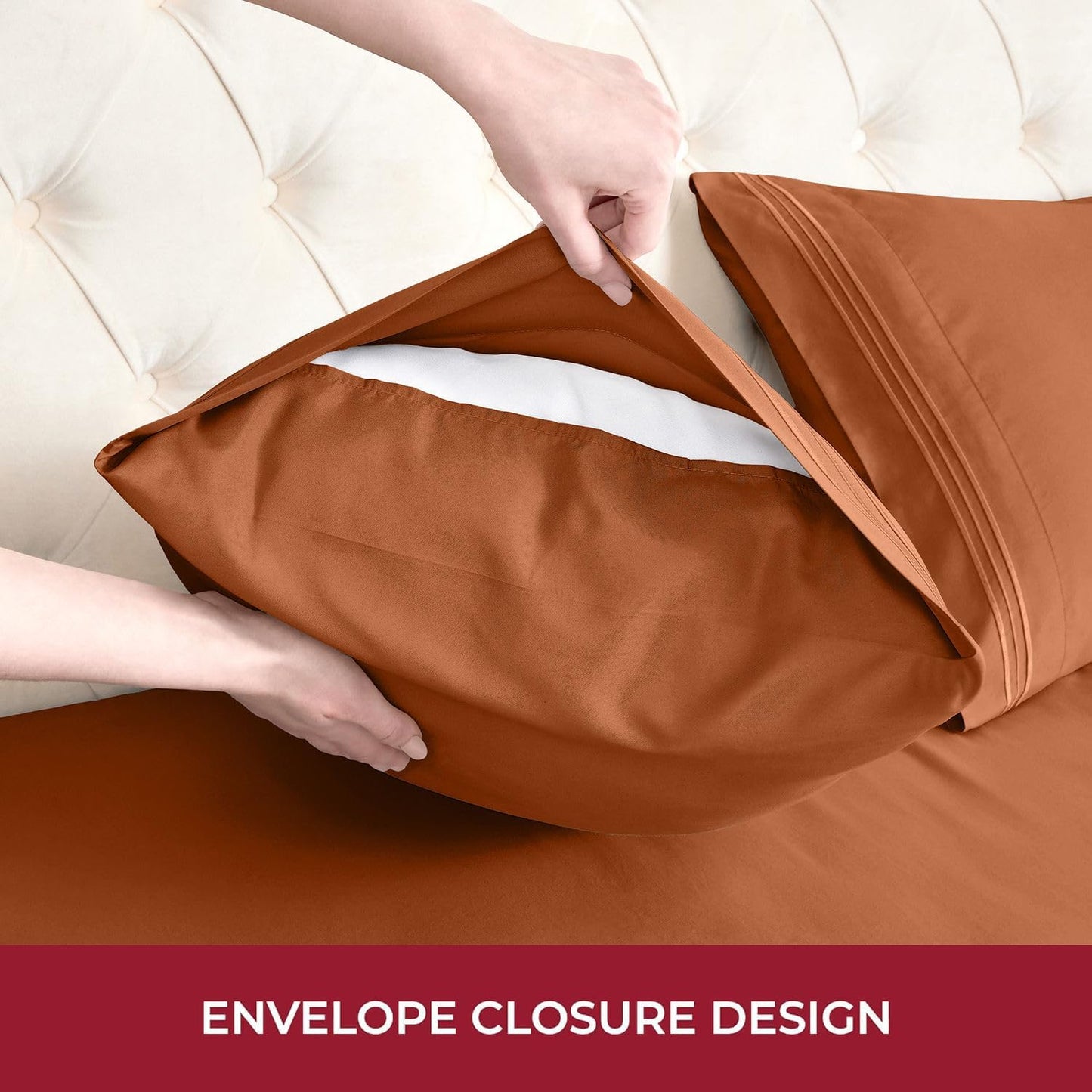 Mellanni RV Short Queen Sheets - Luxury 4 PC Bedding Set | Extra Soft, Cooling, Deep Pocket (Terracotta)