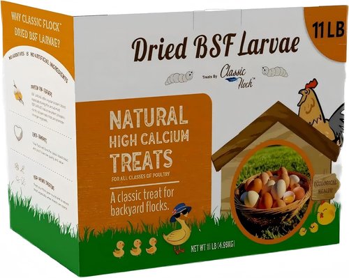Classic Flock Black Soldier Fly Larva - High-Protein, Calcium-Rich Chicken Feed | 11 lb