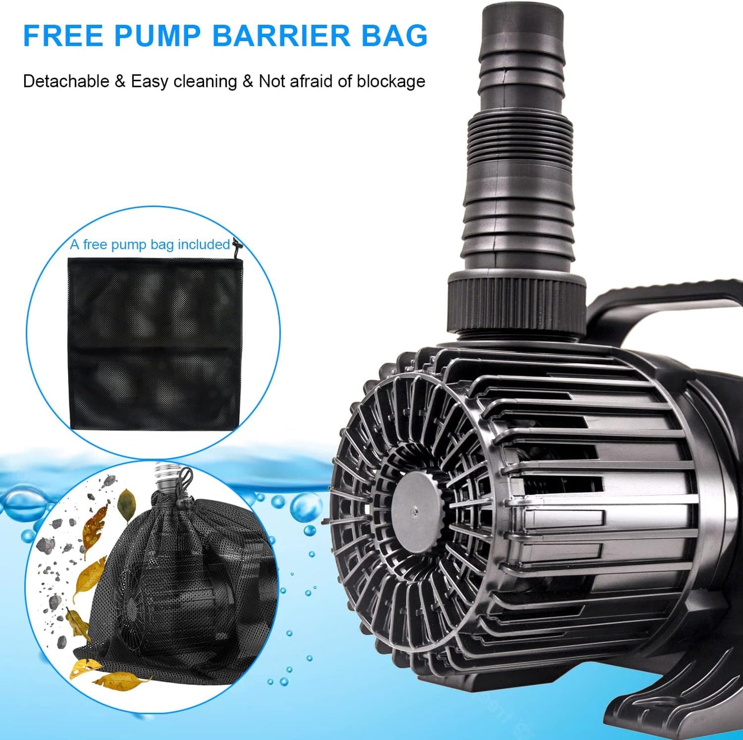 OYO WATER Submersible Pond Pump - 6900 GPH, 320W, 32.8FT Cord for Quiet Waterfalls & Fountains