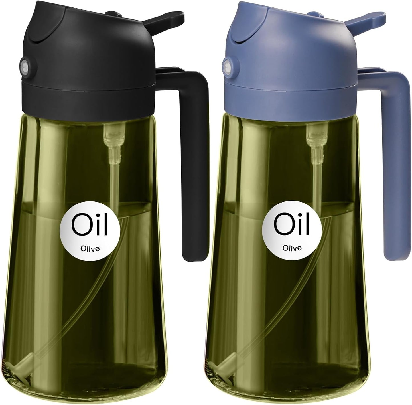 YARRAMATE 2Pcs 16oz Dark Green Oil Sprayer - Food-Grade Olive Oil Dispenser for Cooking & BBQ