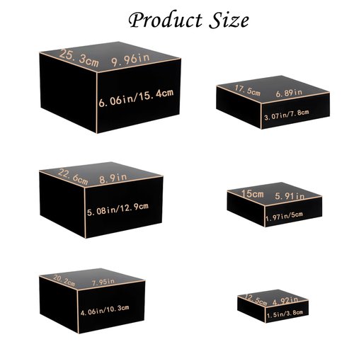 ihomecooker Metal Buffet Risers,6PCS Food Risers for Buffet Table 5in to 10in Display Stand for Catering Dessert Matte black Cube Boxes Nesting Risers with Hollow Bottoms