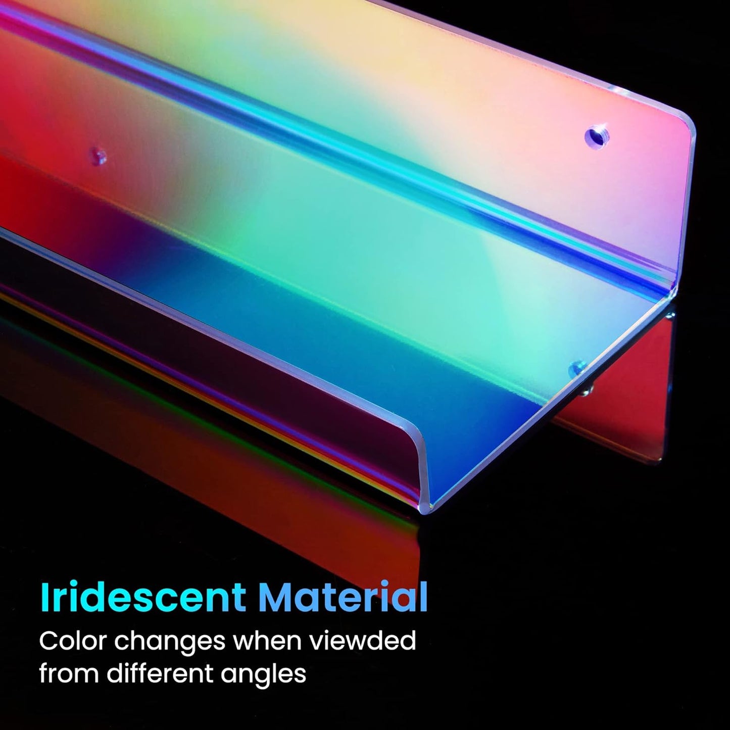 Upsimples Acrylic Wall Shelves - 15" Display Shelf for Perfume & Skincare | Iridescent 2-Pack