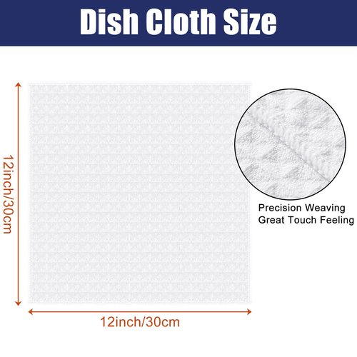 Homaxy Microfiber Waffle Weave Kitchen Dish Cloths, 12 x 12 Inch Ultra Absorbent and Solid Color Dish Towels for Kitchen Fast Drying Dishcloth for Washing Dishes, 6 Pack, White