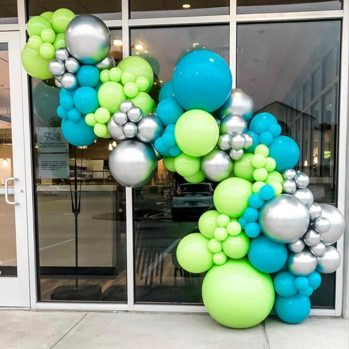 RUBFAC Blue Green Balloons - 129pcs in Various Sizes for Garland & Arch | Perfect for Parties & Events