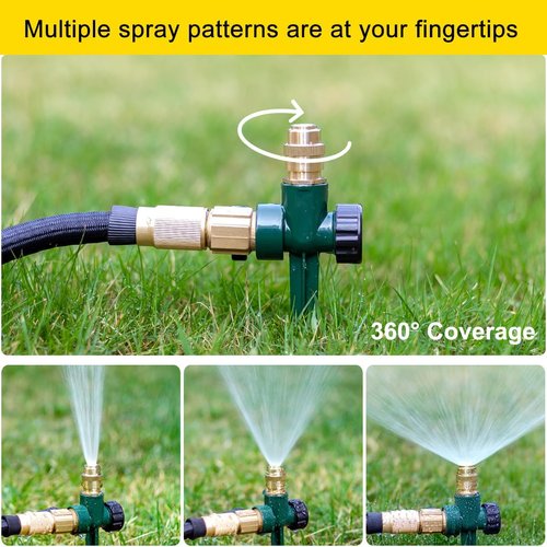 FANHAO 2-Pack Metal Lawn Sprinkler - Automatic 360° Irrigation System for Large Yard Coverage
