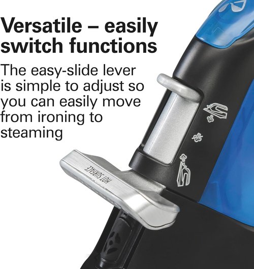 Hamilton Beach 2-in-1 Steam Iron - Versatile Garment Steamer with 5 Temperature Settings, 1200 Watts, Black & Blue