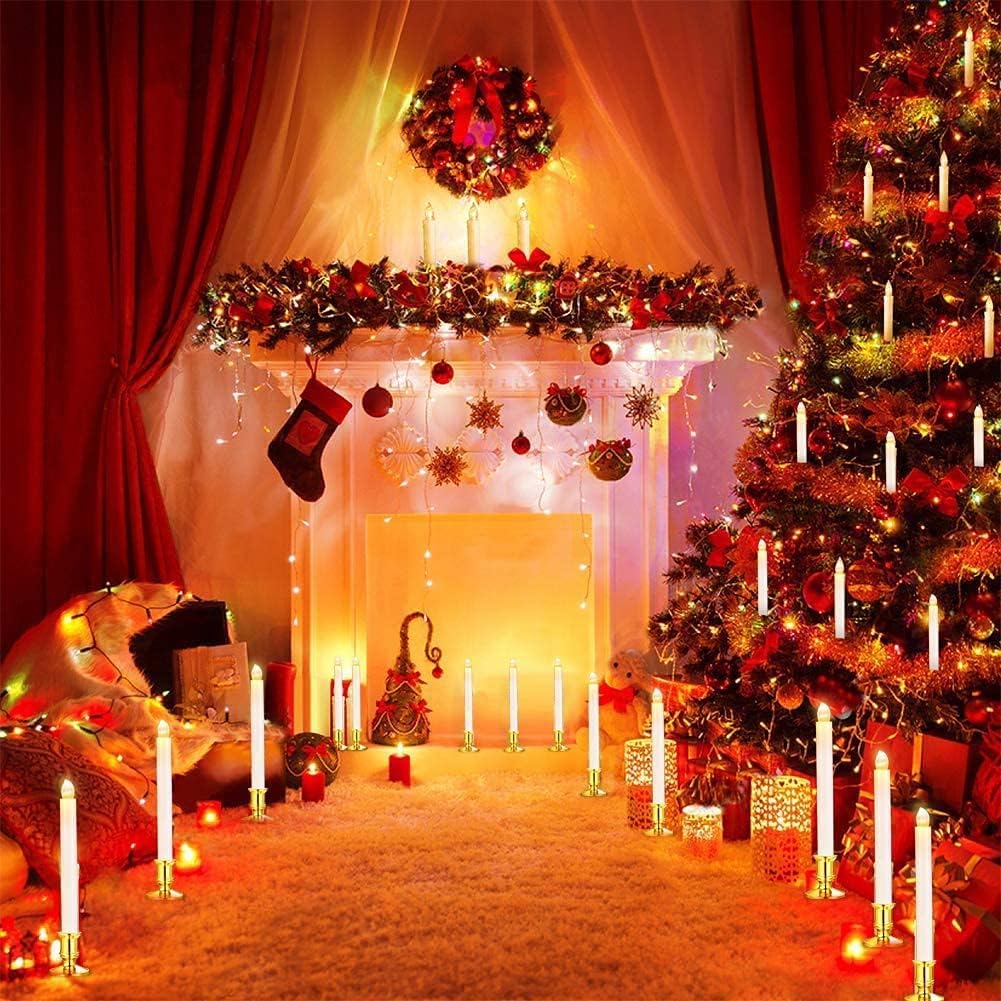 YAUNGEL Flameless Christmas Window Candles - 6 Pack Battery Operated Taper Lights with Timer & Remote