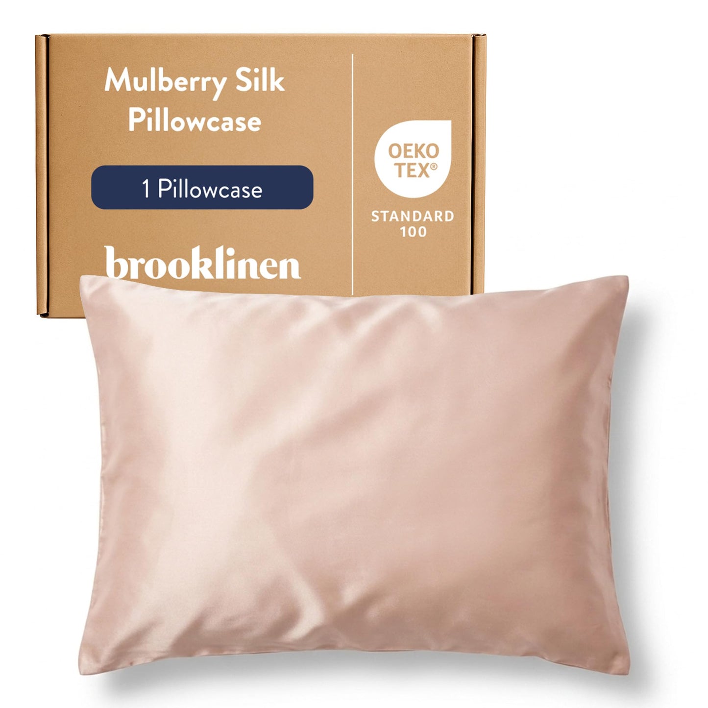 Brooklinen Mulberry Silk Pillowcase – 100% Pure Silk Pillow Case, Soft & Durable, Anti-Friction Comfort, Hight Quality Smooth Texture – Machine Washable & Breathable – Standard Size (Blush)