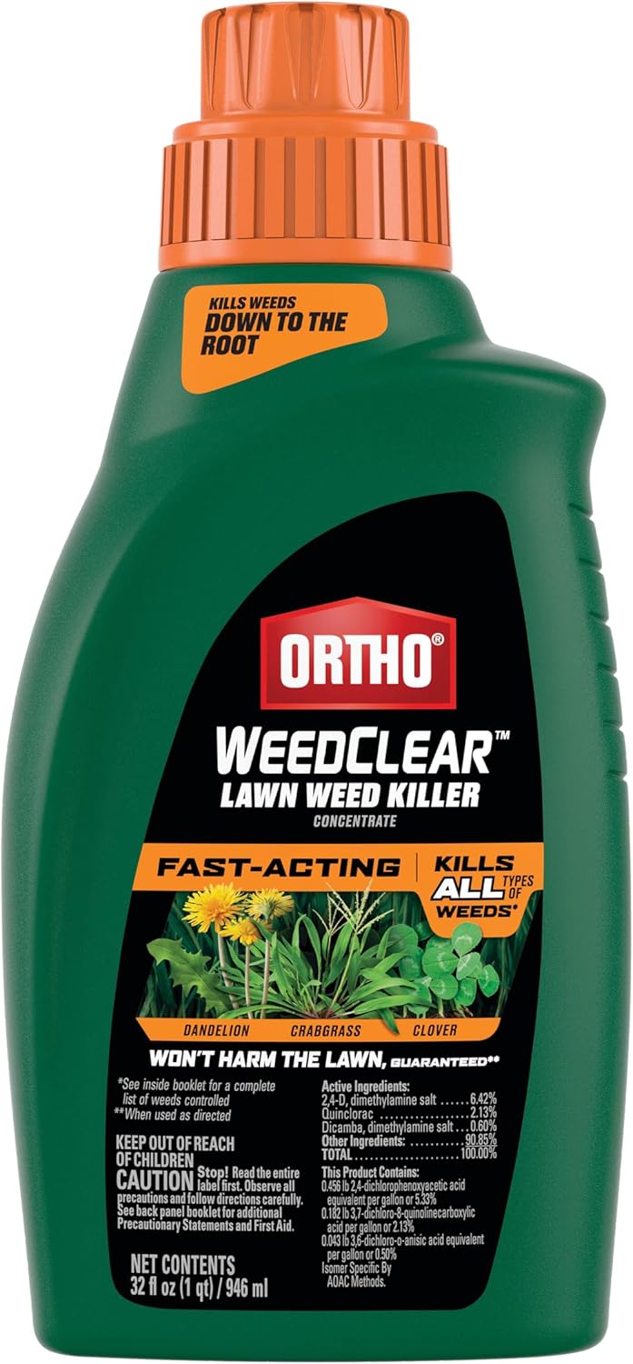 Ortho WeedClear Lawn Weed Killer Concentrate - Effective Crabgrass, Dandelion & Clover Control | 32 fl. oz.