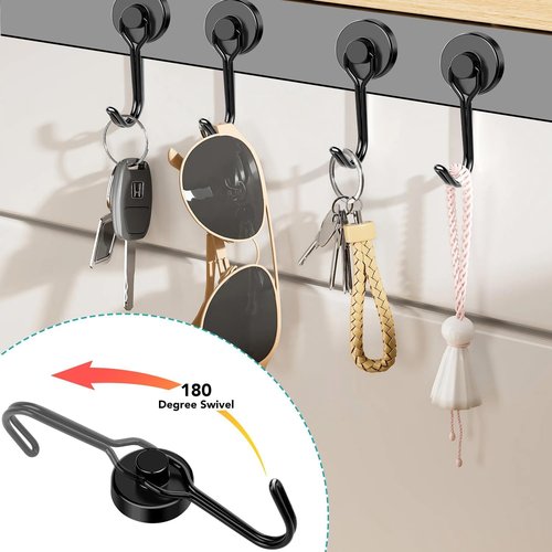 DIYMAG Magnetic Hooks - 80LBS Heavy Duty Strong Magnetics for Home & Office | 8-Pack