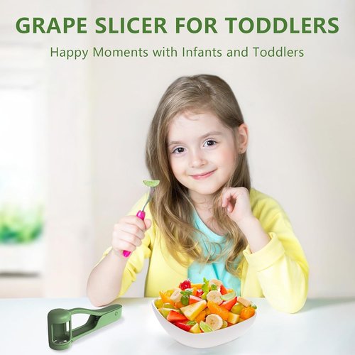 EWUVP Grape Cutter - Safe Stainless Steel Slicer for Toddlers | Ideal for Fruits & Vegetables (Green)