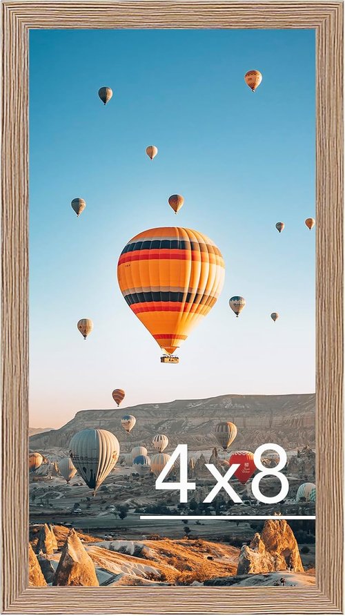 JCJMY 4x8 Picture Frame - Rustic Brown Wall Hanging & Tabletop Display | Shatter Resistant Plexiglass
