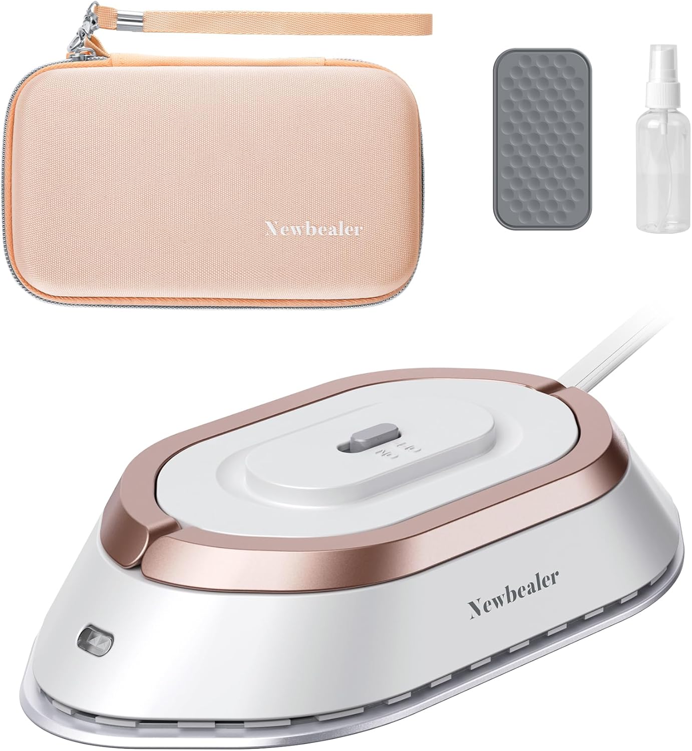 Newbealer Travel Iron - Mini Dry Iron with Global Voltage, 300W, Non-Stick Ceramic Soleplate, Gold