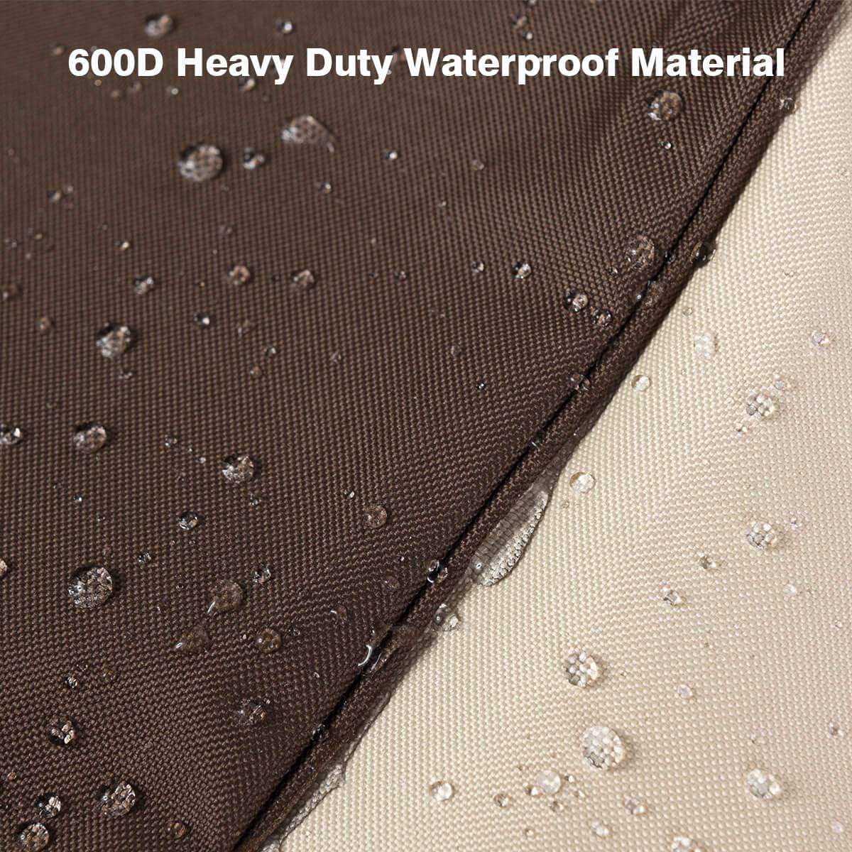 Vailge Waterproof Patio Chaise Lounge Cover - Heavy Duty 600D UV Resistant - Medium Beige & Brown