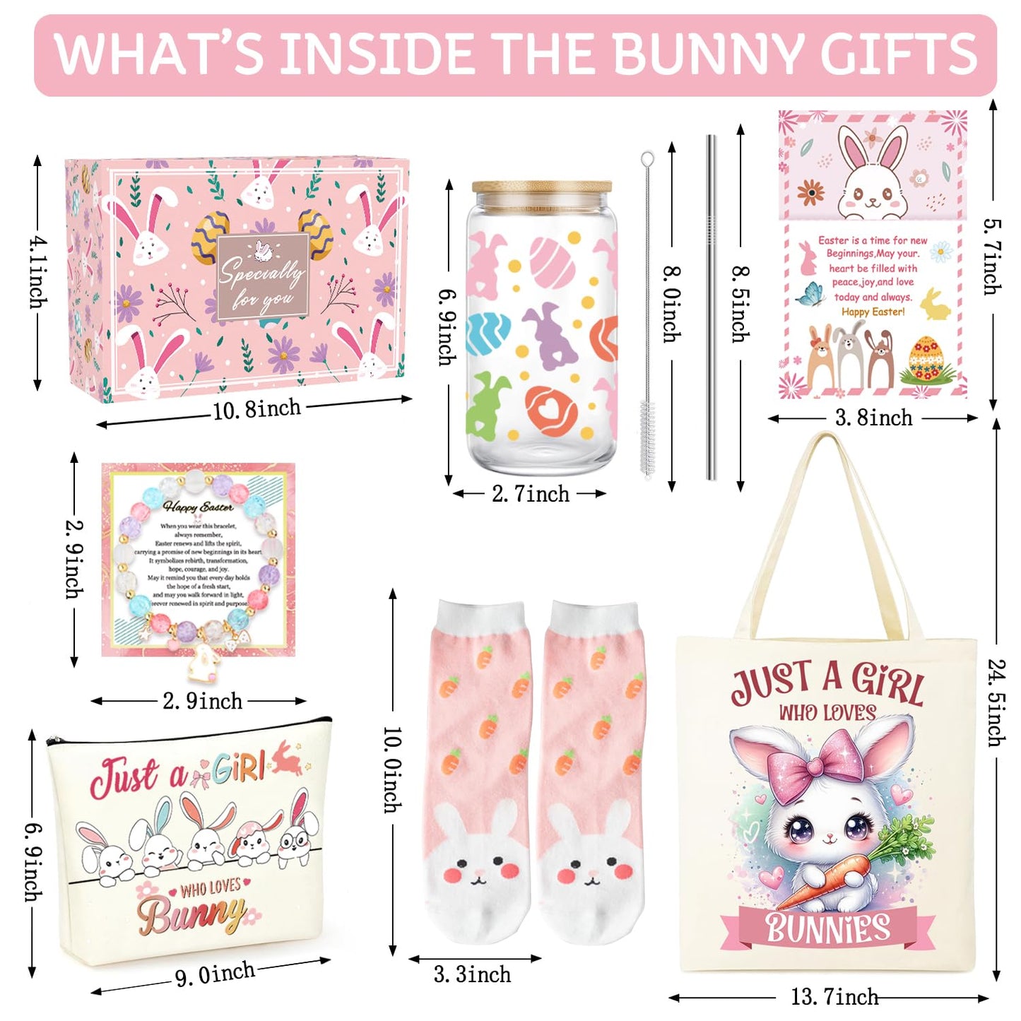 GeoJedrmin Easter Basket for Teen Girls,Adult Easter Basket Stuffers Essentials for Women with Bunny Mug Tote Bag Socks Gifts for Women Teen Girls.